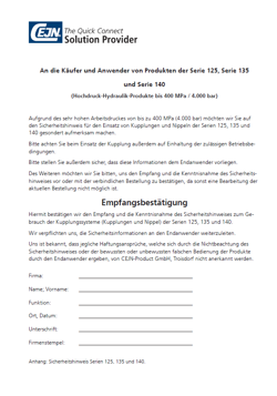 Sicherheitsinformationen für die Serien 125, 135 und 140