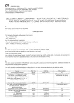 PVC Nutrix hose - declaration of conformity
