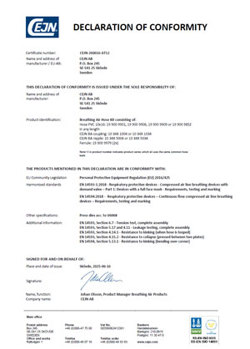 PVC 3/8" Breathing air hose kit - Declaration of Compliance