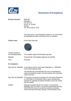 Detect stop-ball - Declaration of Compliance