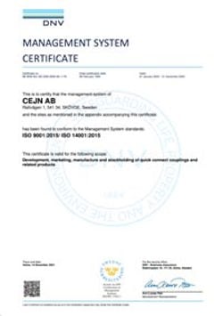 ISO 9001/14001 certificate