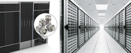 Data server producer use modular no-spill coupling for cooling