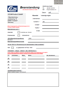 Begleitschein zur Beanstandung