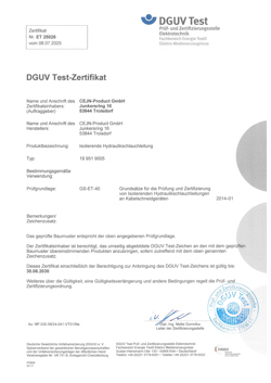 DGUV Zertifikat gem. GS-ET-40